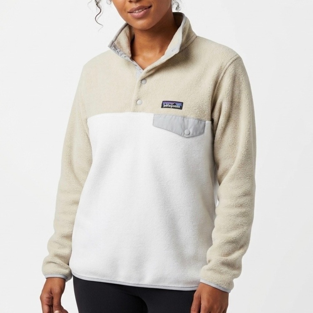 PATAGONIA Lightweight Synchilla‎ Snap-T Pullover Bleached Stone Women Size Small